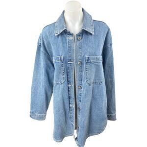 Abercrombie & Fitch Women's Blue Denim Jean Long Sleeve Button Down Shirt Top L